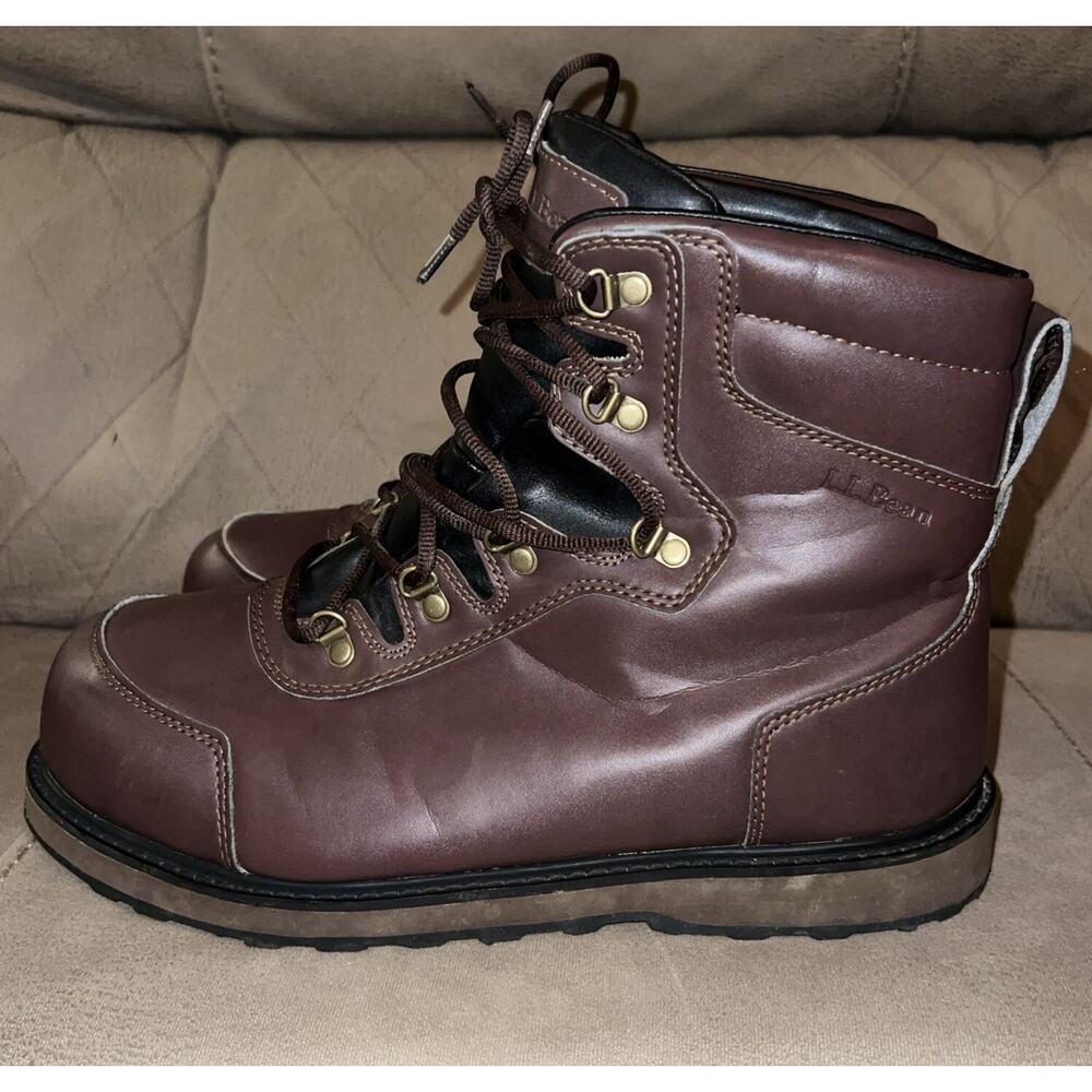 LL Bean Men Brown Leather Boot Size 11 Med Item ID 281171 Hiking Fishing - Picture 4 of 9